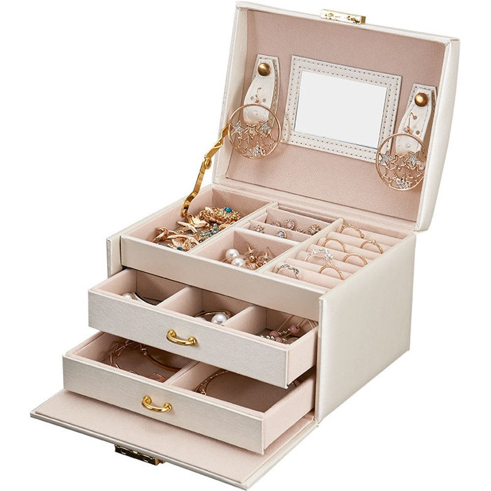 Schmuckkassette Cosmetic Organizer,Make up Organizer mit Spiegel,Make up Pinselhalter