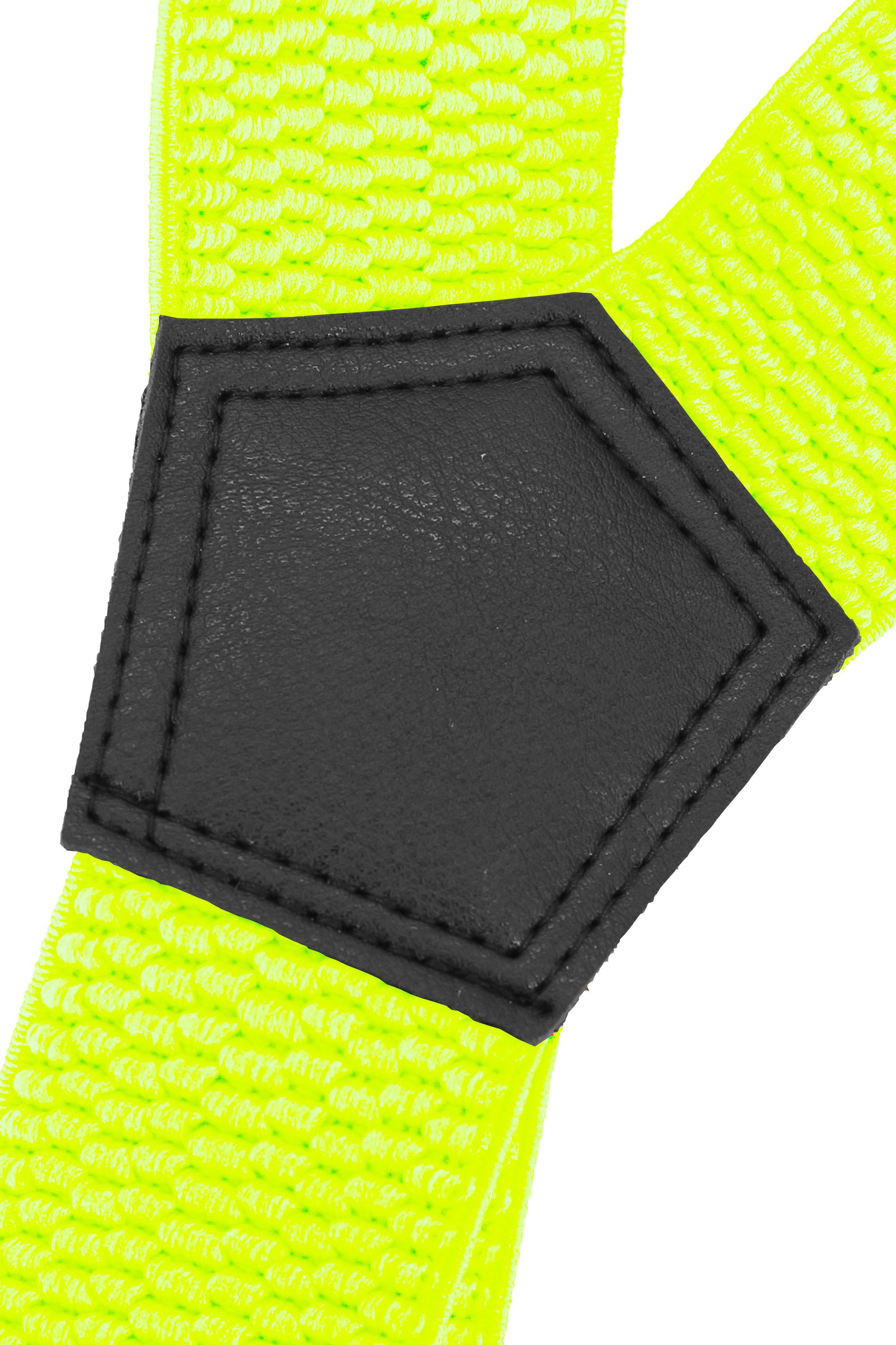 Fabio Farini Hosenträger 4cm Breites X-Design verstellbar mit extra starken Clipverschluss, Neongelb