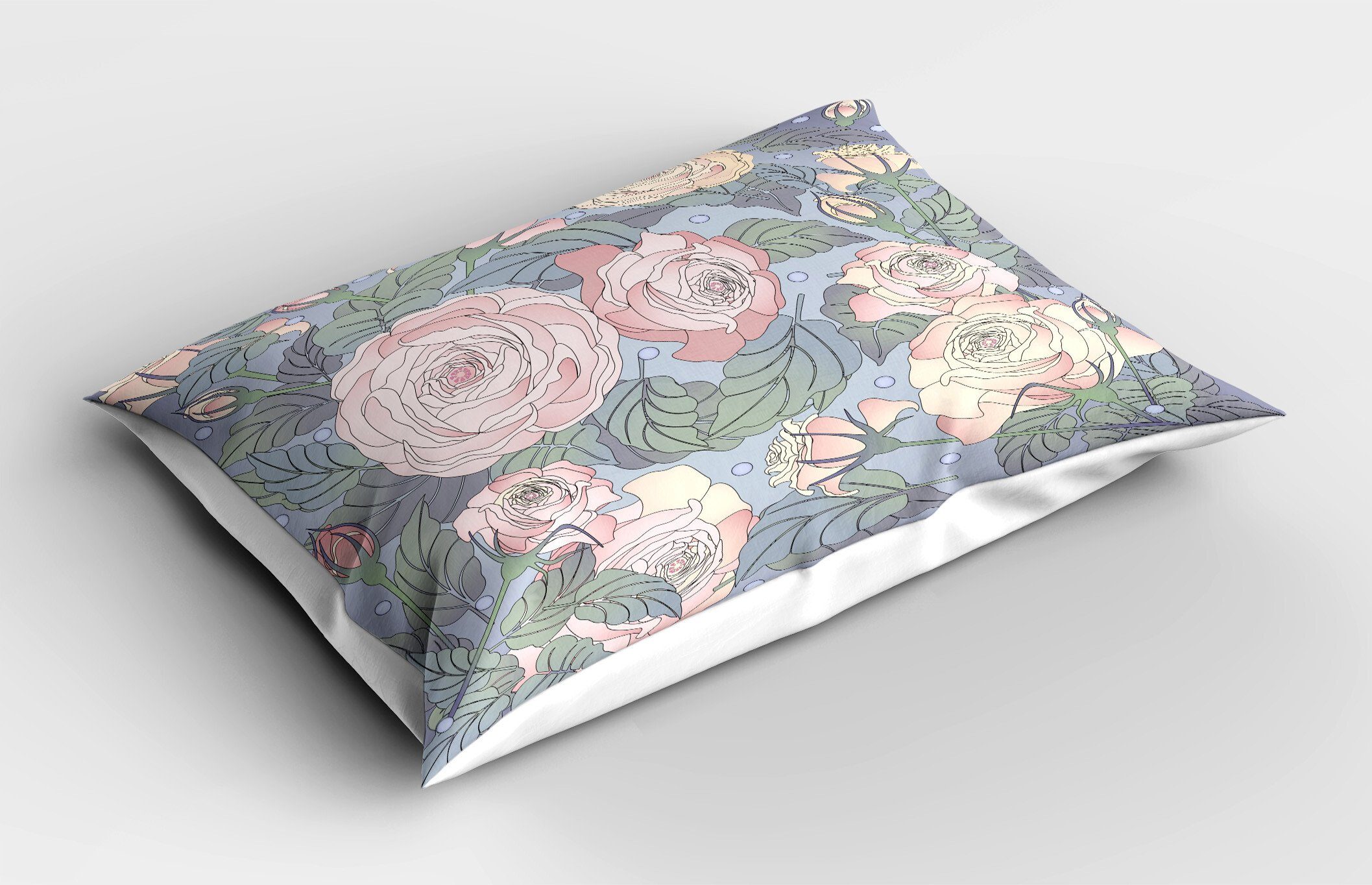 Size Abakuhaus Floral Gedruckter Design Rosa Blumen Kissenbezüge (1 Rosen Stück), Dekorativer Queen Kopfkissenbezug,