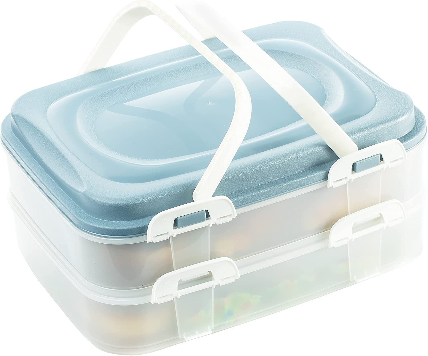 Lebensmittel Centi Transportbox Kuchenbehälter Kunststoff, und (3-tlg), Griffen Container klappbaren XL, Kuchentransportbox mit Etagen 2 Party