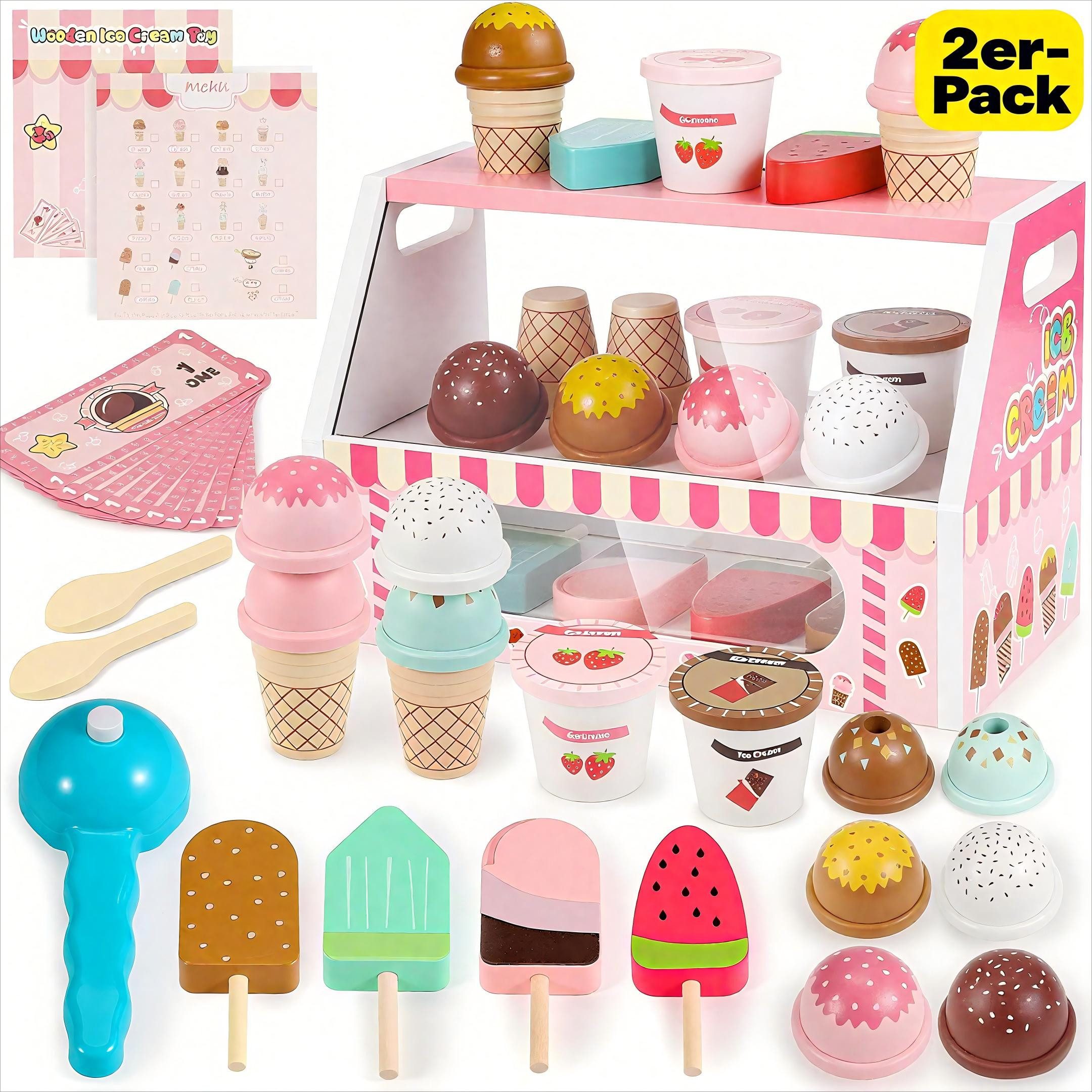 POPOLIC Spielküche Eisdiele Kinder Holz, Kaufladen günstig online kaufen