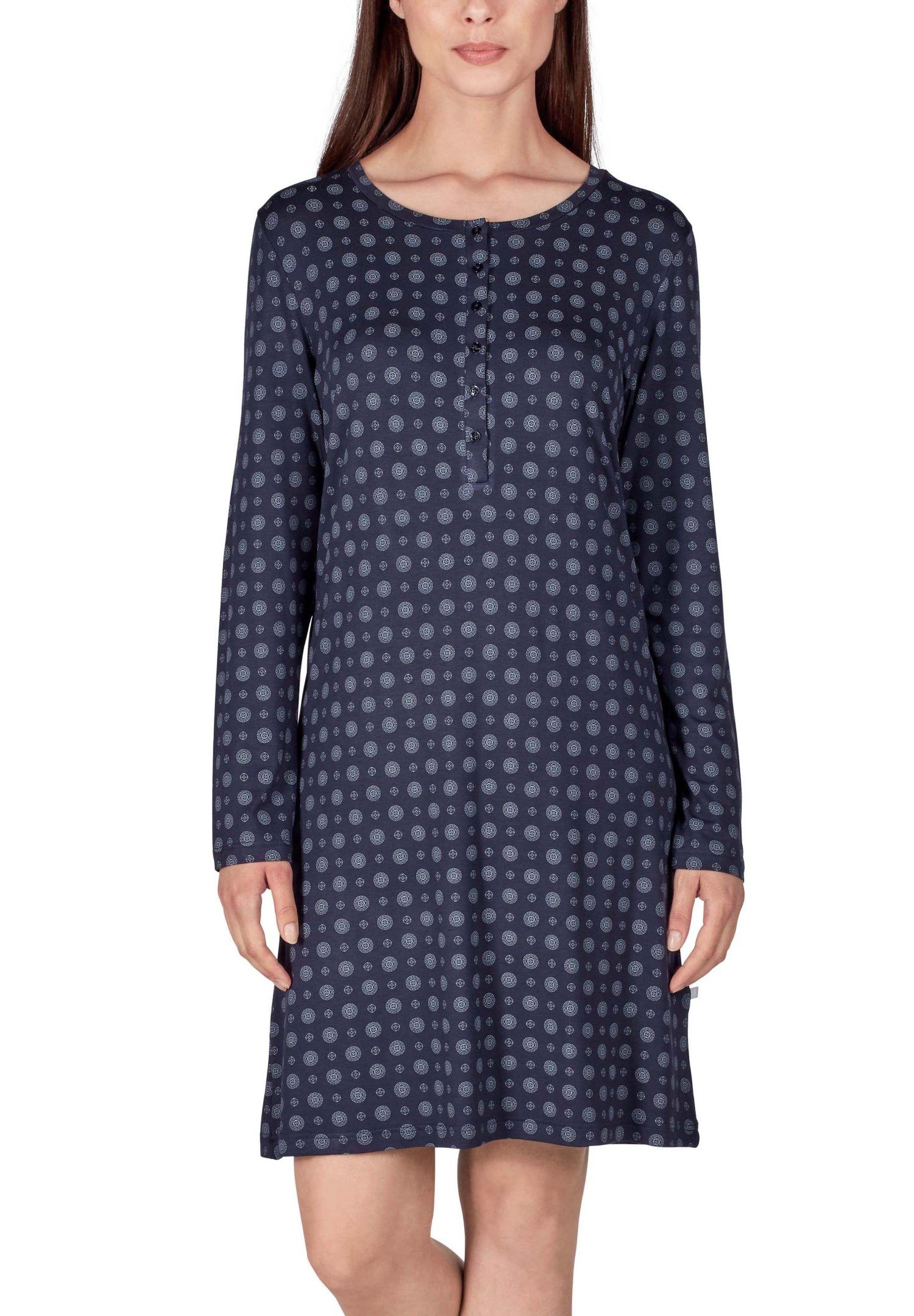 HUBER Nachthemd Damen Schlafshirt mit langem Arm (1-tlg) Knopfleiste