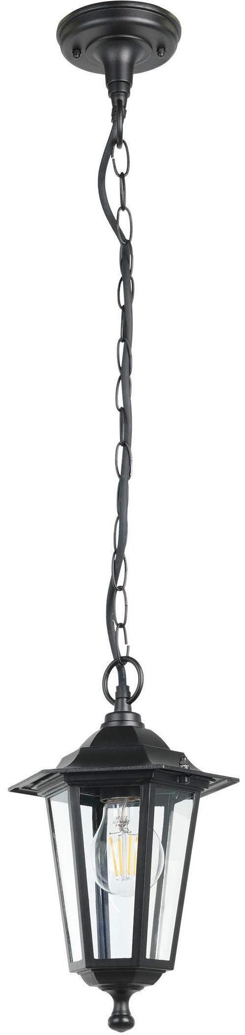EGLO Hängeleuchte LATERNA 4 Hängelampe schwarz, für Außenbereich, spritzwassergeschützt, ohne Leuchtmittel, Außen-Hängelampe, aus Aluguss und Glas, E27, IP44, H90 x Ø20,5 cm