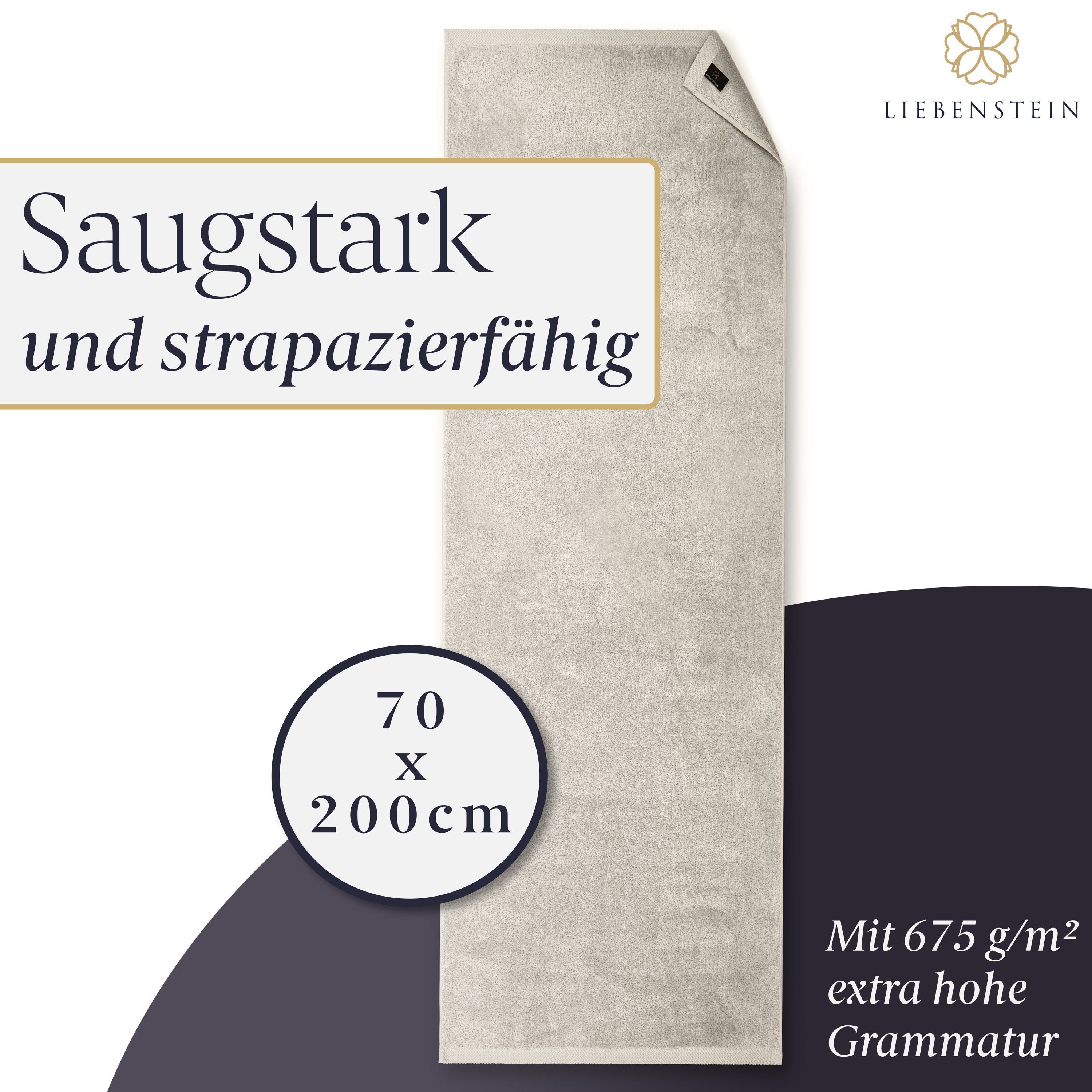 Liebenstein Saunatuch Premium Saunahandtuch 70x200 mit saugstark - cm m² g/ Baumwolle, feinster - sandgrau weich und außergewöhnlich 625 aus