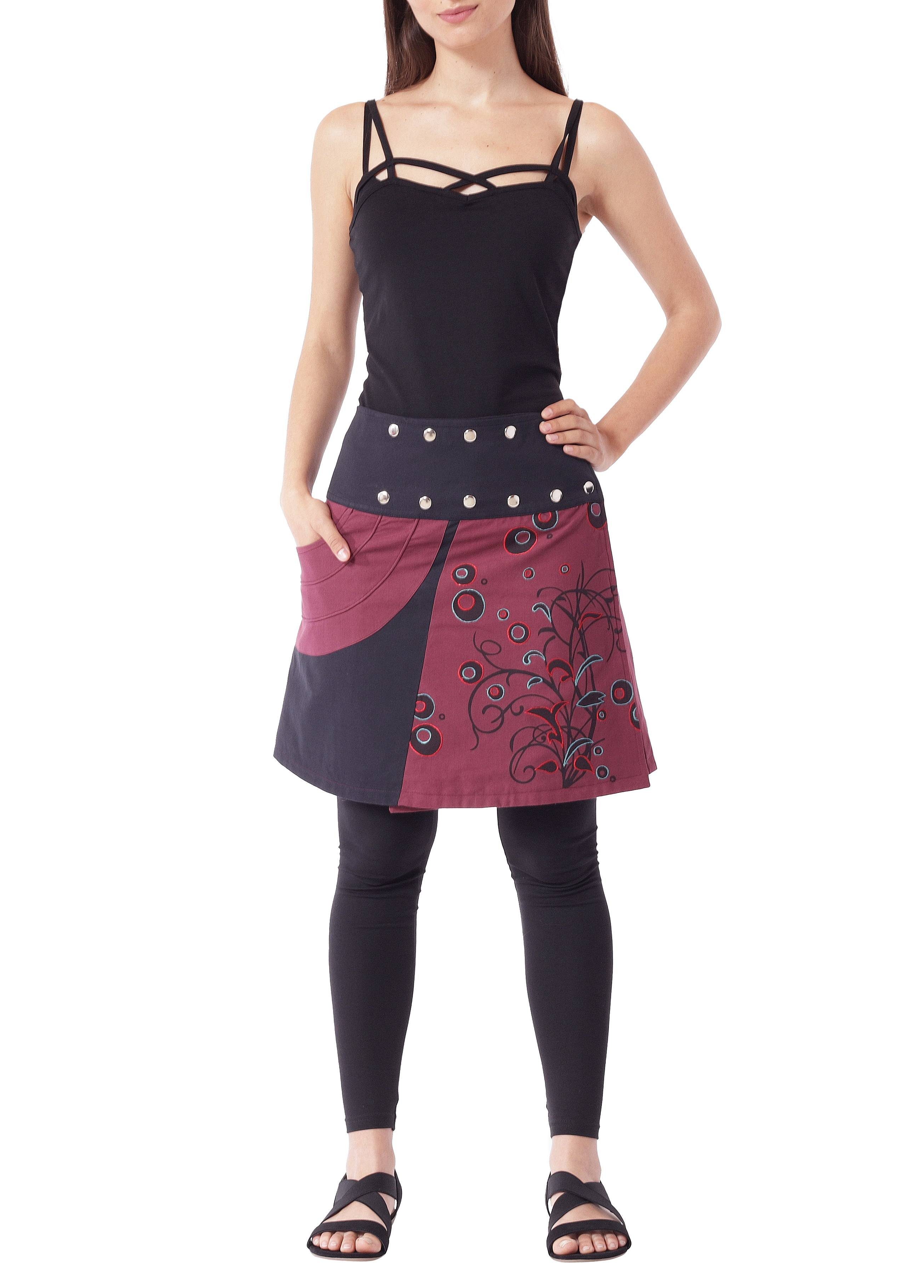 PUREWONDER Wickelrock Damen Rock mit Druckknöpfen günstig online kaufen