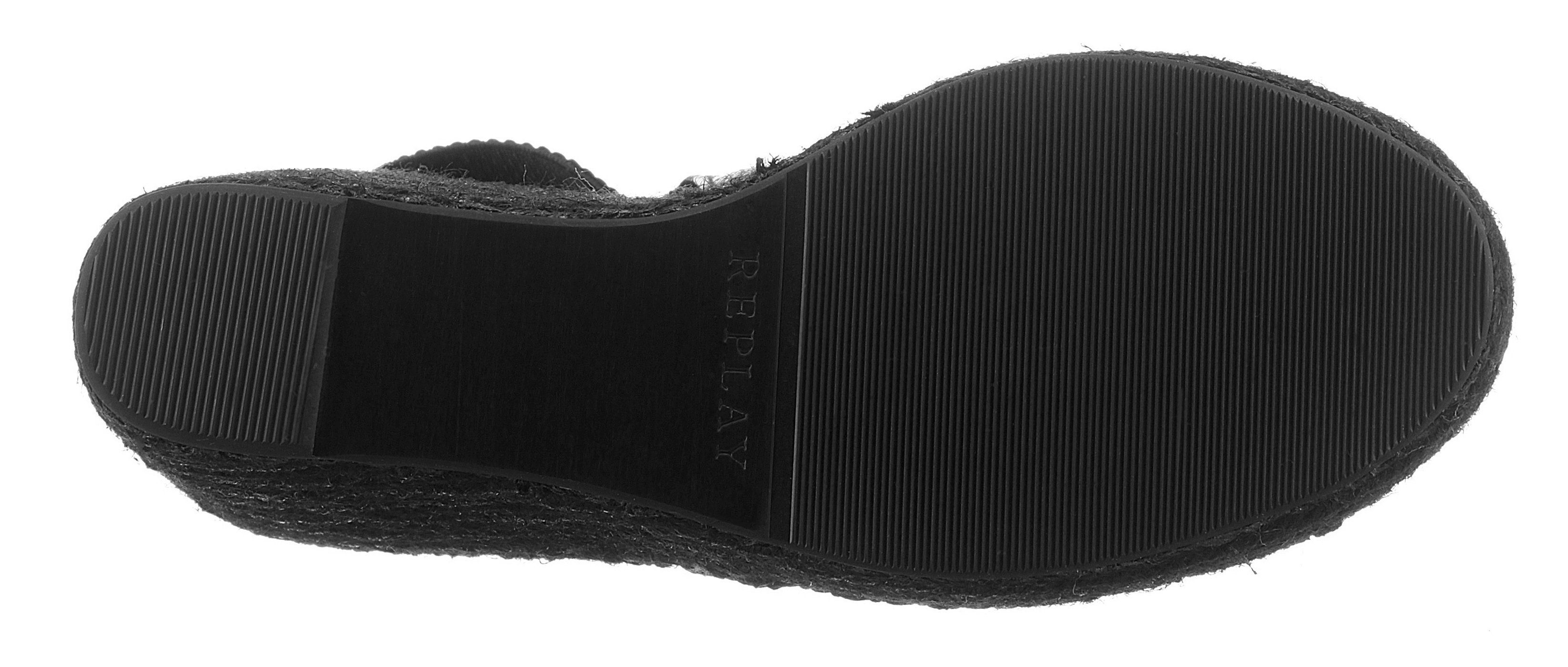 Replay Tyne Sandalette, Sommerschuh, Sandale, Keilabsatz, mit Glitzerlogo an der Ferse