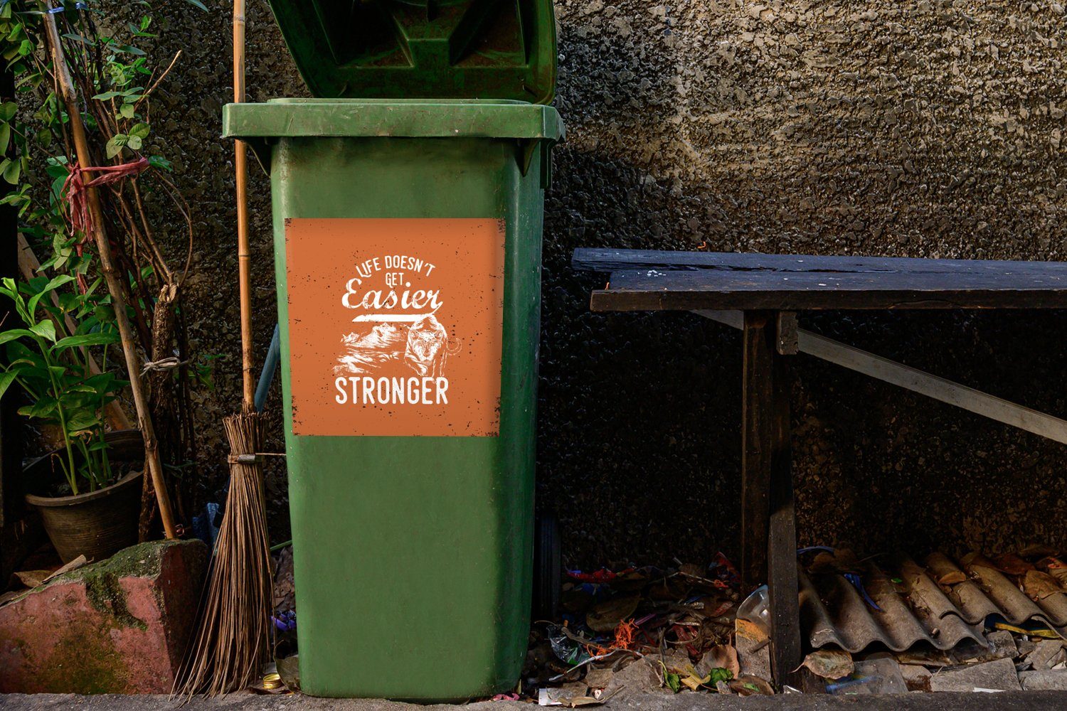 Design Abfalbehälter Mülltonne, - - Container, Wandsticker Mülleimer-aufkleber, Jahrgang MuchoWow Tiger St), (1 Sticker,