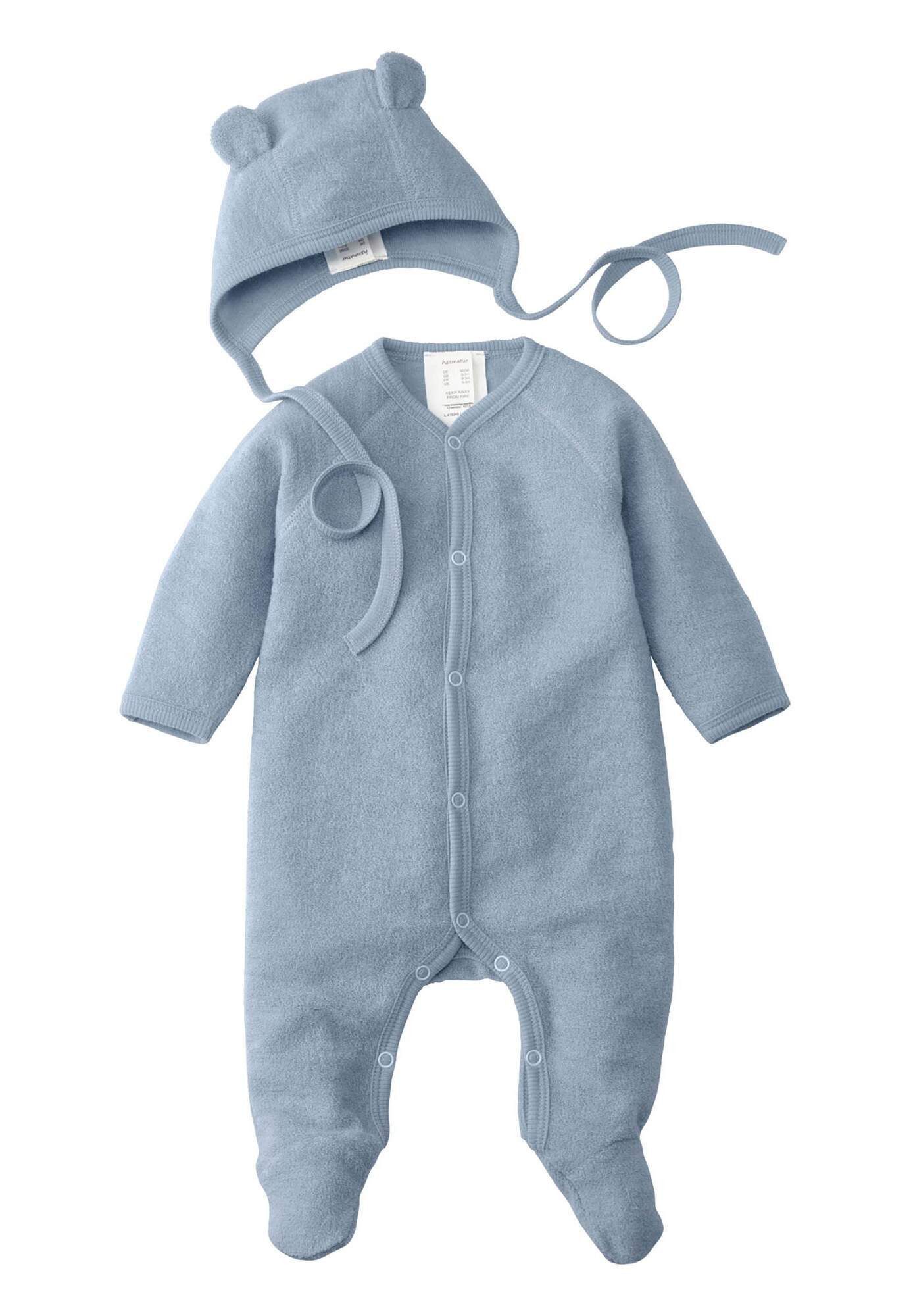 Hessnatur Erstausstattungspaket aus reiner Bio-Merinowolle (Set, 2-tlg., Overall und Häubchen)