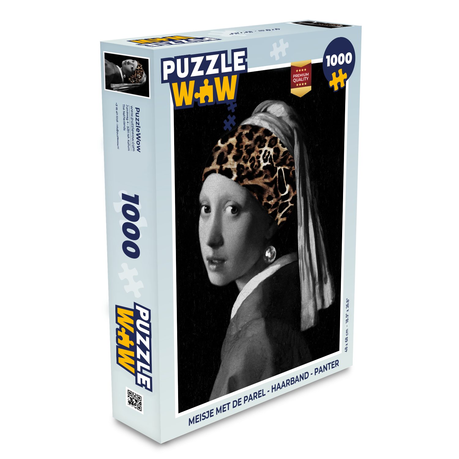 MuchoWow Puzzle Girl with a Pearl Earring - Stirnband - Panther, 1000 Puzzleteile, Foto-Puzzle, Bilderrätsel, Puzzlespiele, Klassisch