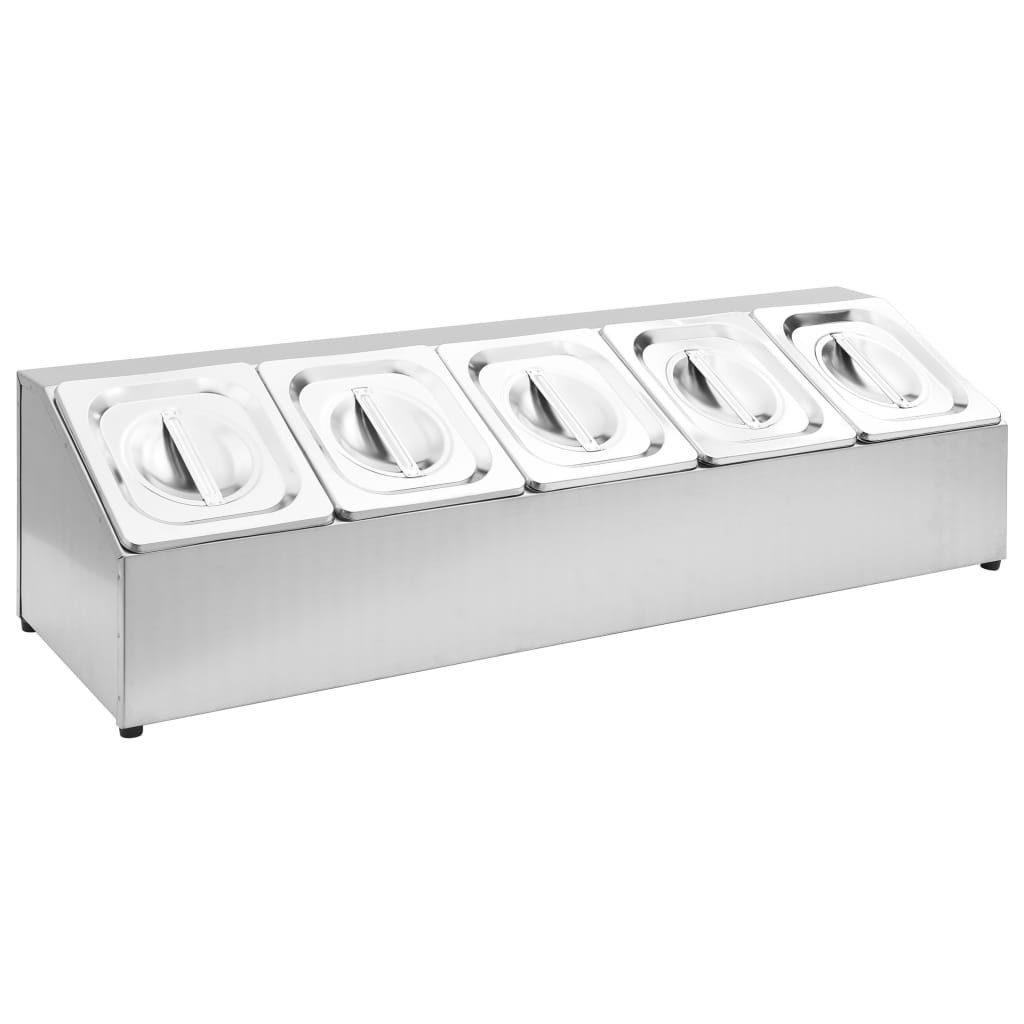 vidaXL Küchenregal Gastronorm-Ständer mit 5 GN 1/6 Behältern Edelstahl, 1-tlg.