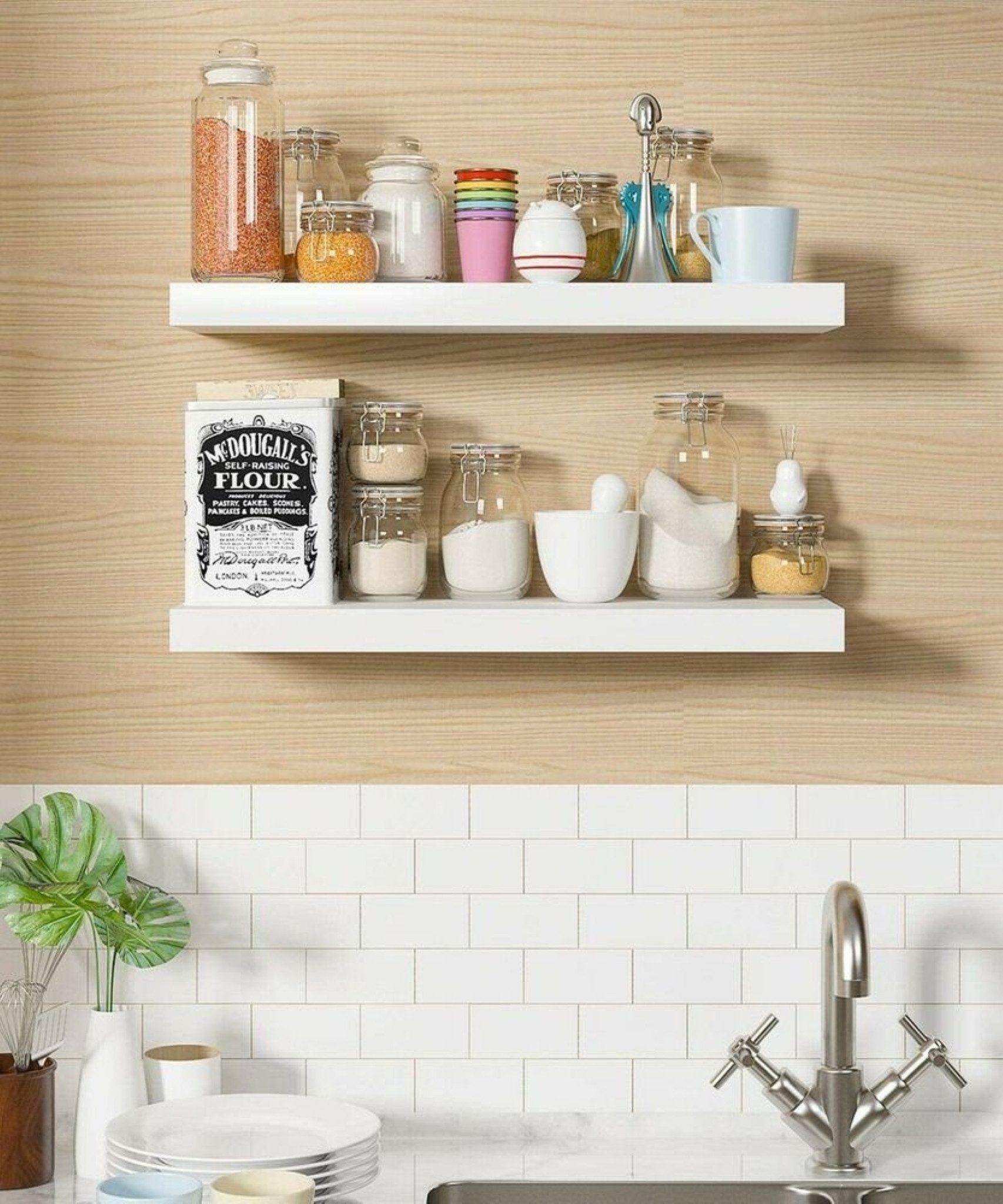 Homfa Wandboard Wandregal Wandbrett Wandablage Bücherregal 2er Set MDF Holzregal, Stilvolle Wandregale für Bücher, Deko & Wohnaccessoires, Modernes MDF-Wandregal-Set mit kratzfester Oberfläche