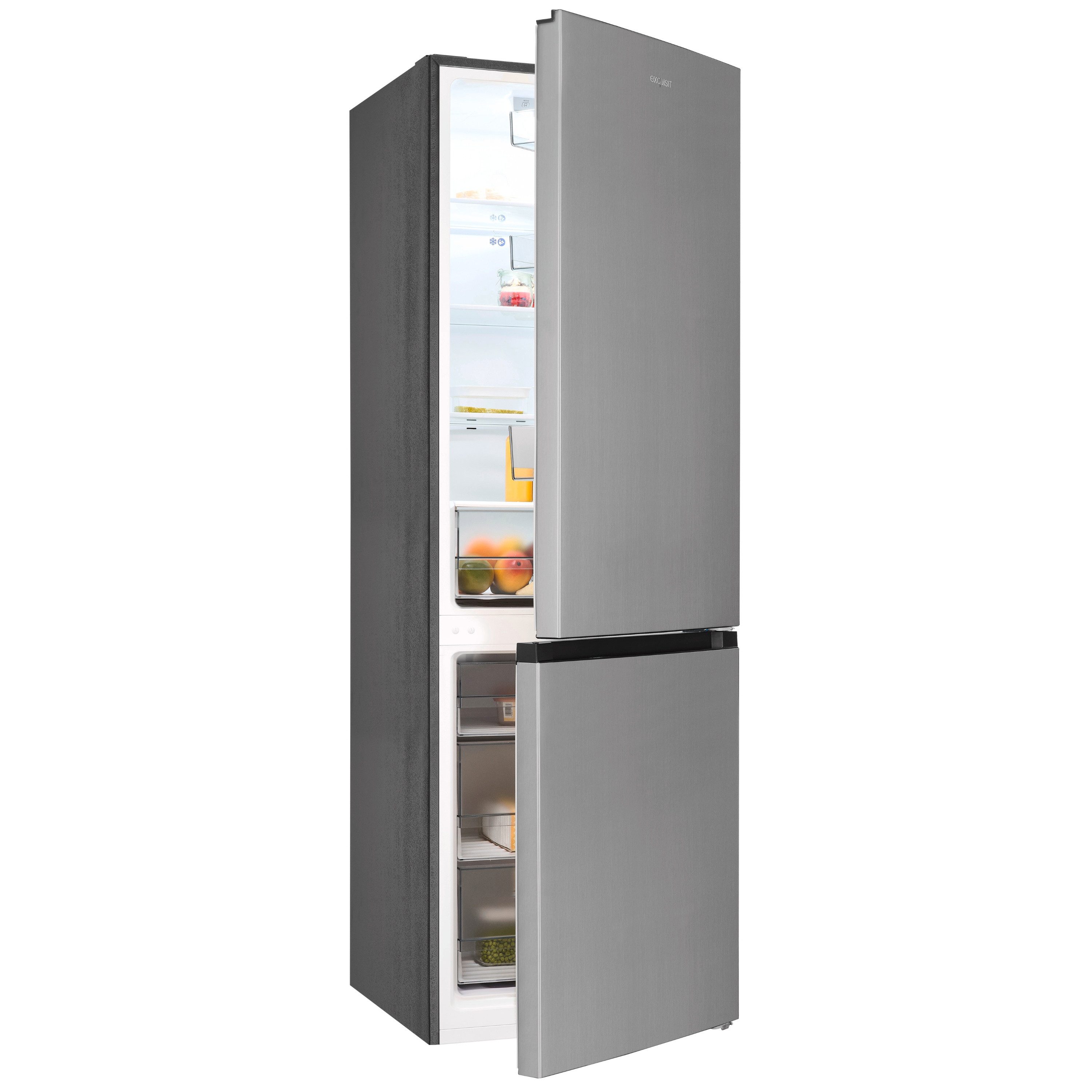 exquisit Kühl-/Gefrierkombination KGC5400-130-NF-040D, 186 cm hoch, 60 cm breit, 400 l, LED Beleuchtung, 37 dB Geräuschklasse C