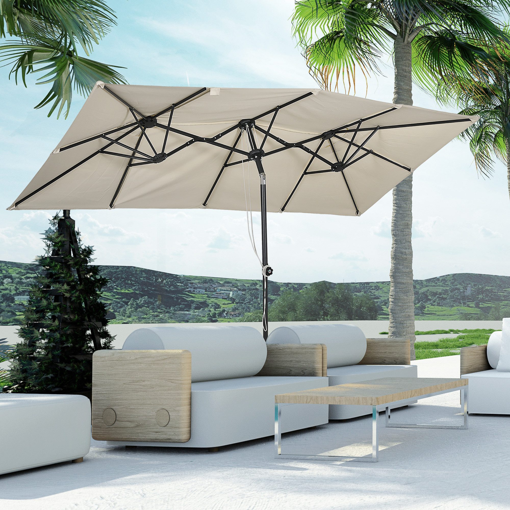 Outsunny Sonnenschirm 150 x 295cm Gartenschirm günstig online kaufen