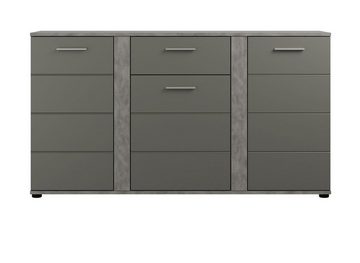 xonox.home Sideboard Blake (Kommode in matt grau und Matera, 150 x 82 cm), 3-türig, mit viel Stauraum