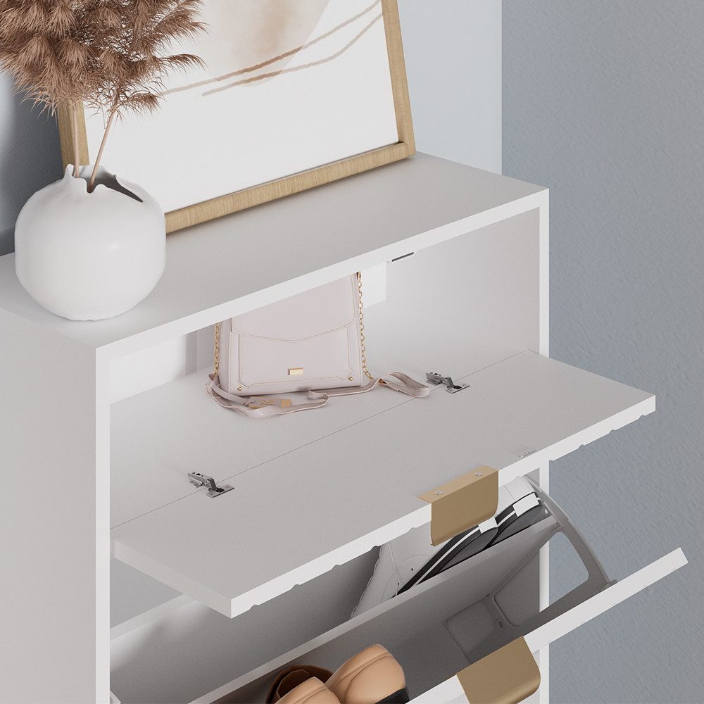 Vicco Schuhschrank Helge, Weiß, 60 x 107.5 cm 2 Fächer (1-St)