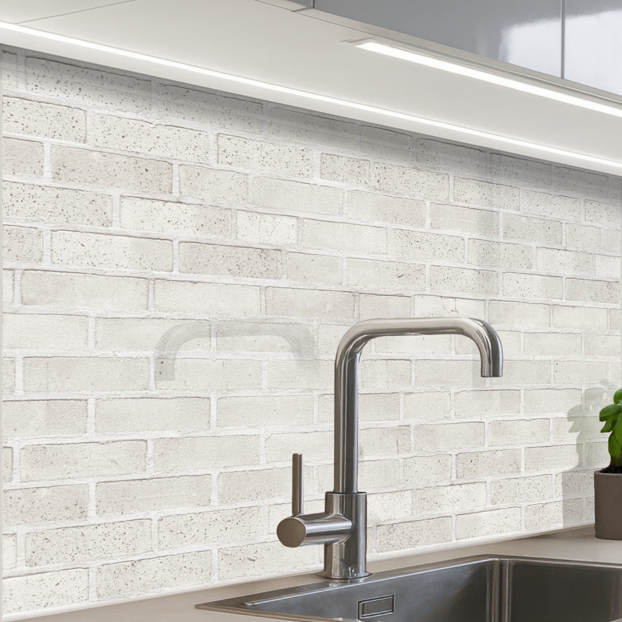 KitchenYeah Küchenrückwand Muster selbstklebend (keine Folie) Wand - Weiß - Ziegel, (1-tlg), Spritzschutz, Küche, Rückwand, Küchenwand, Küchenfront, 30x20 cm
