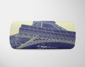Sinus Art Handtücher Handtuch Strandhandtuch Saunatuch Kuscheldecke mit Fotomotiv Eiffelturm Paris H, Baumwolle-Polyester-Mix (1-St), Handtuch