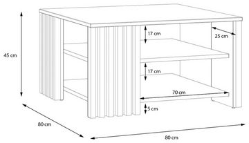 FORTE Couchtisch Couchtisch JOAKIMIS 80 x 80 cm Schwarz / Mauvella Eiche Optik, Forte