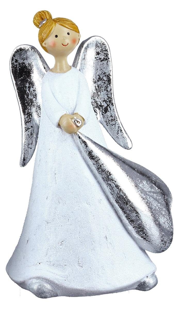4x8 Herz cm weiß dekojohnson silber Engelfigur Engel Weihnachtsdeko-Figur