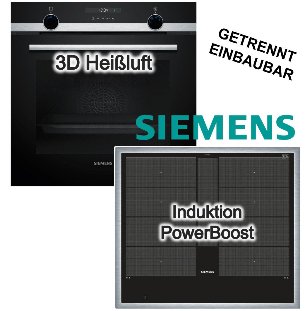 SIEMENS Backofen-Set Backofen 3DHeißluft Hydrolyse +vario Induktionsfeld Booster Bratsensor