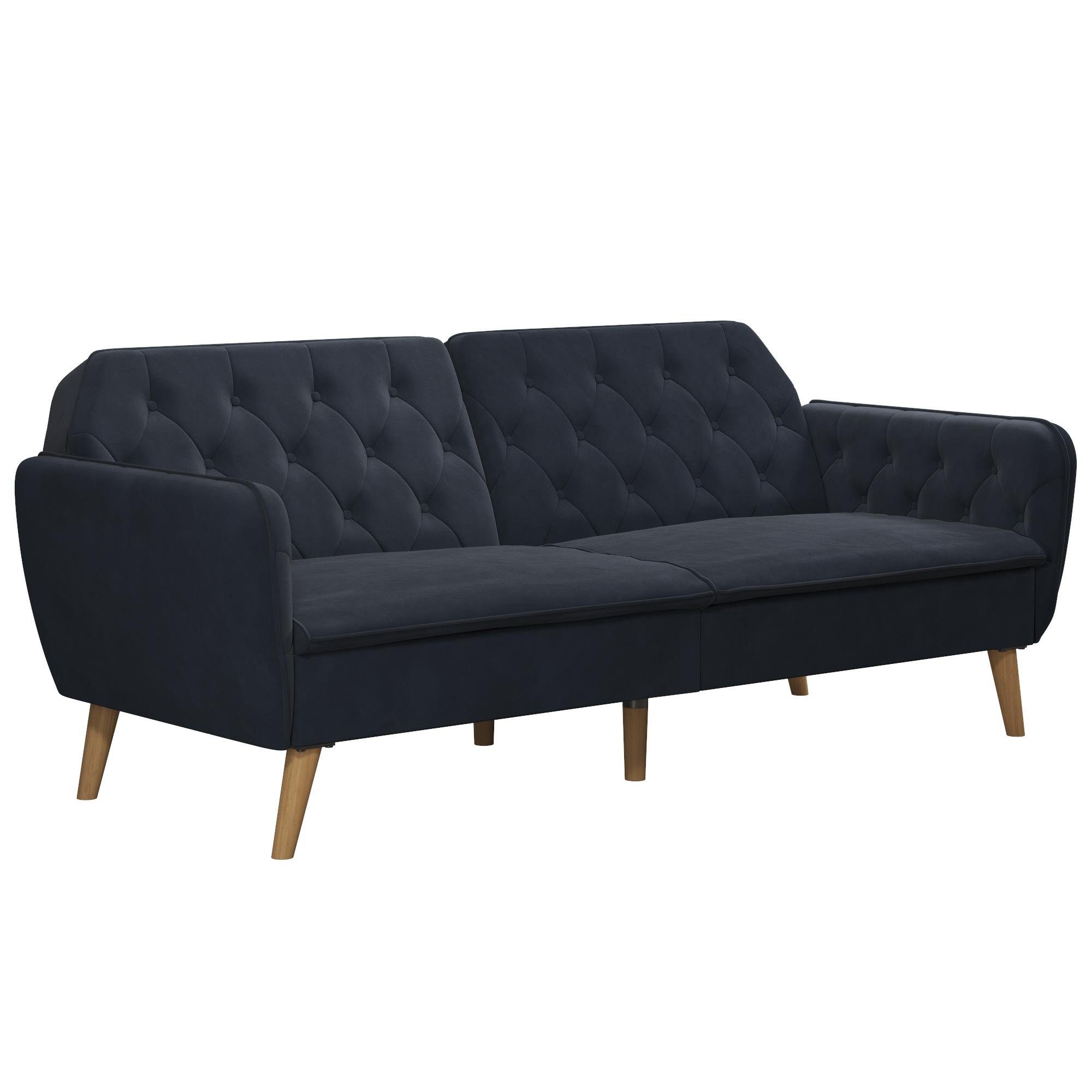 loft24 Schlafsofa Tallulah, Bezug in Samtoptik, Memory-Foam Polsterung, Breite 210 cm blau