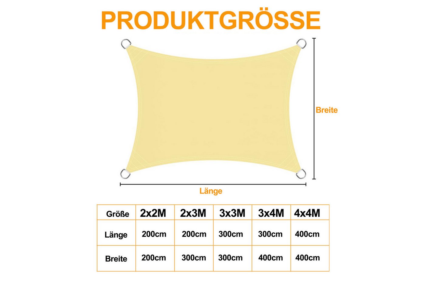 Thumbnail - Jibenhome Sonnensegel Sonnenschutz Windschutz 2x3m Oxford-Stoff 160GSM Terrassenüberdachung, Rechteck Schattenspender 95...