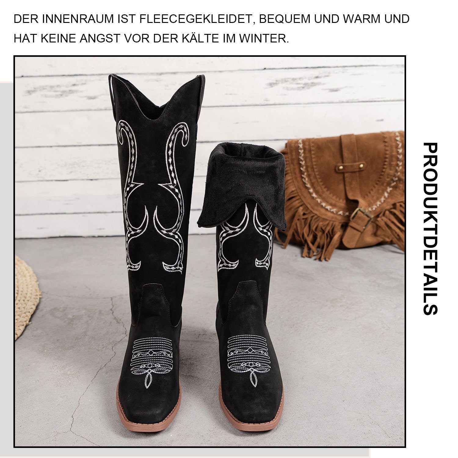 Damen Daisred Stickereien Westernstiefel mit Boots Stiefel Stiefel