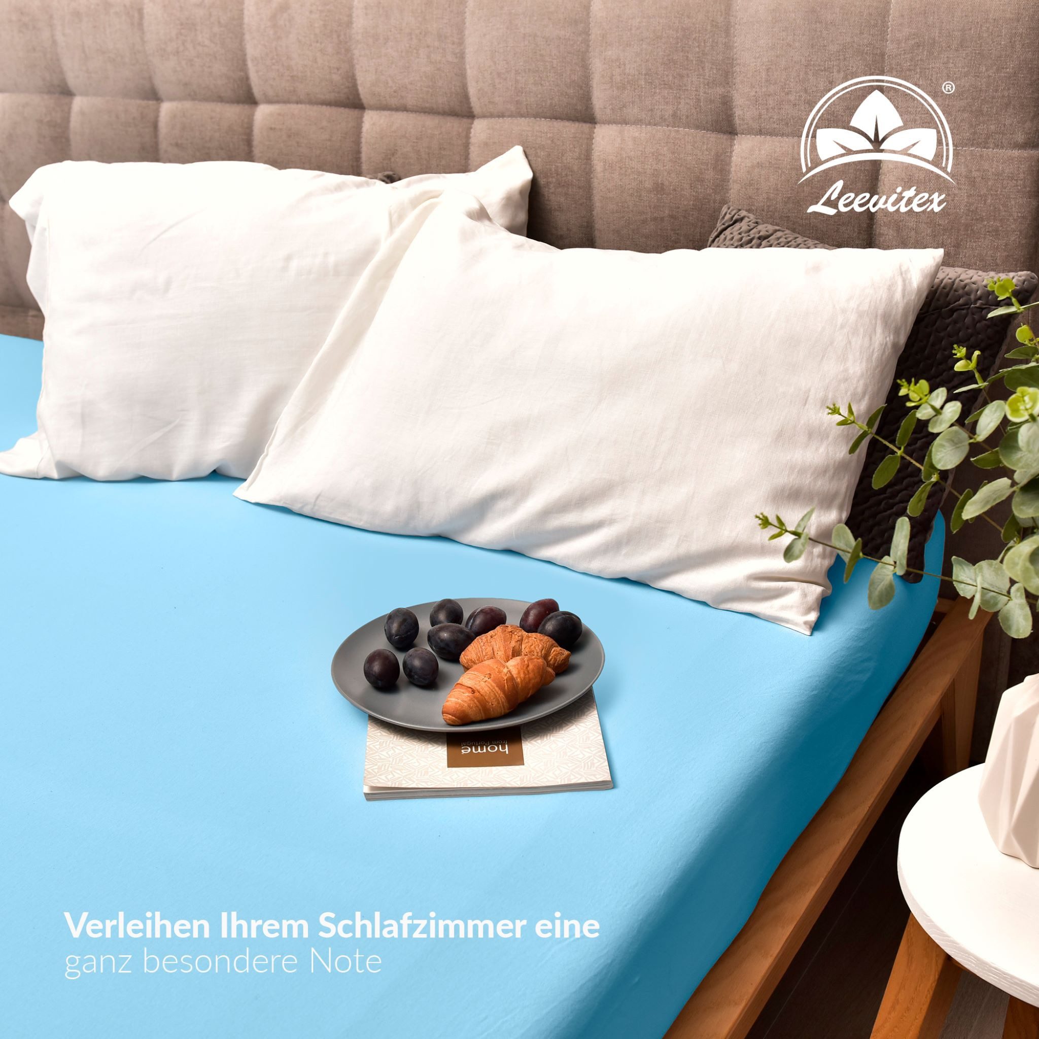 leevitex® Spannbettlaken in Übergrößen, Stoffgewicht 195 g/m², 40 cm Steghöhe, Jersey-Elasthan, Gummizug: rundum, (1 Stück), verschiedene Farben, OEKO-TEX® STAN – Bild 5 von 5