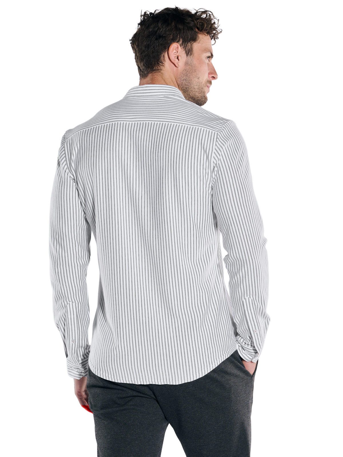 emilio adani Langarmhemd Herren Langarm-Hemd gestreift, Reinweiss