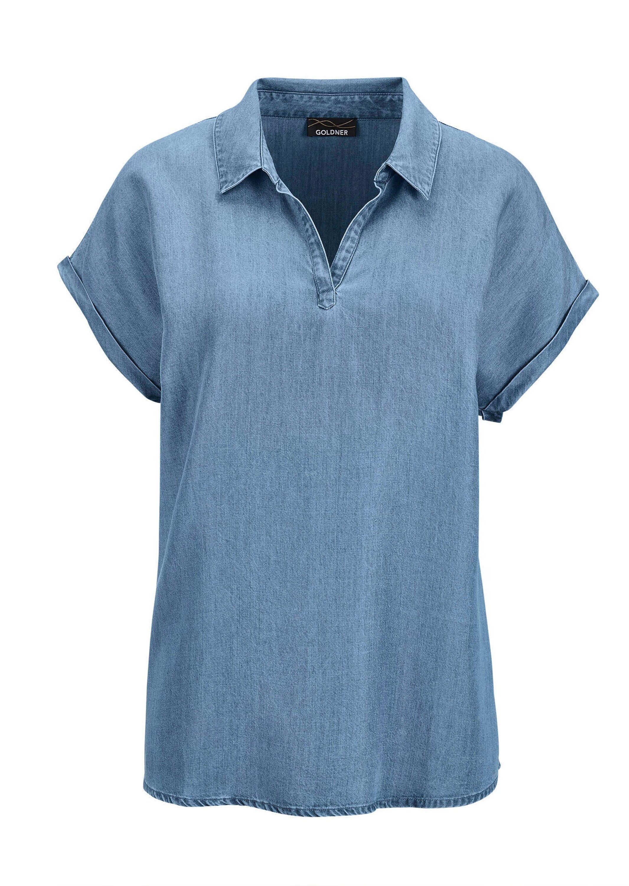 Schlupfbluse Leichte Bluse in Denim-Optik für Damen