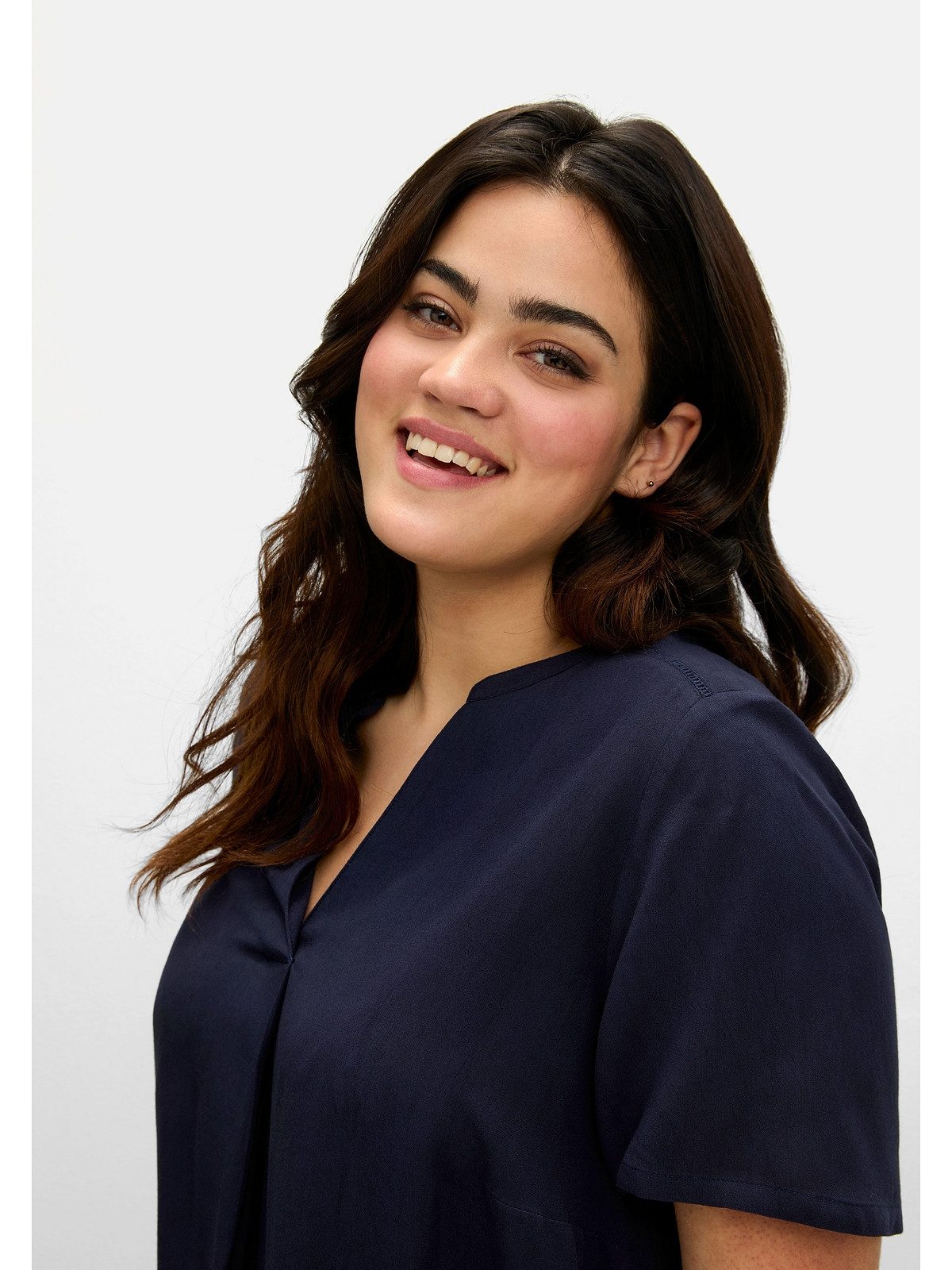 Sheego Tunika Große Größen mit Kellerfalte und Hohlsaumspitze