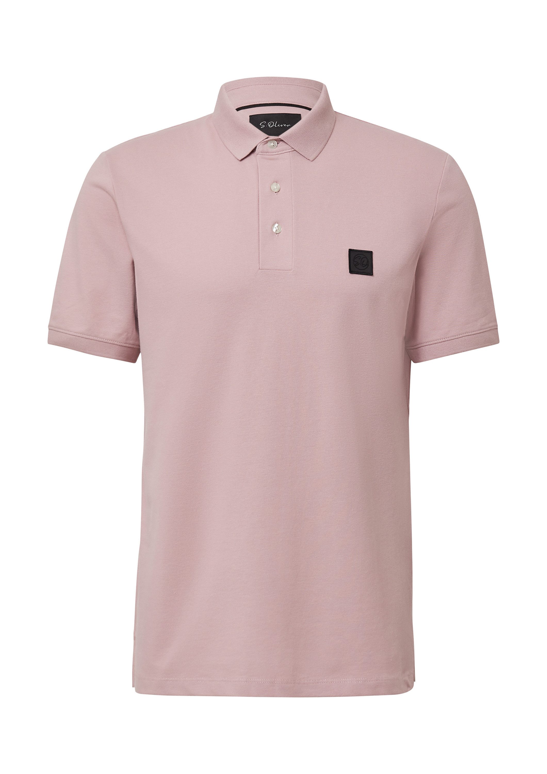 s.Oliver Kurzarmshirt Polo-Shirt Piqué-Poloshirt aus Baumwollstretch mit Label-Patch