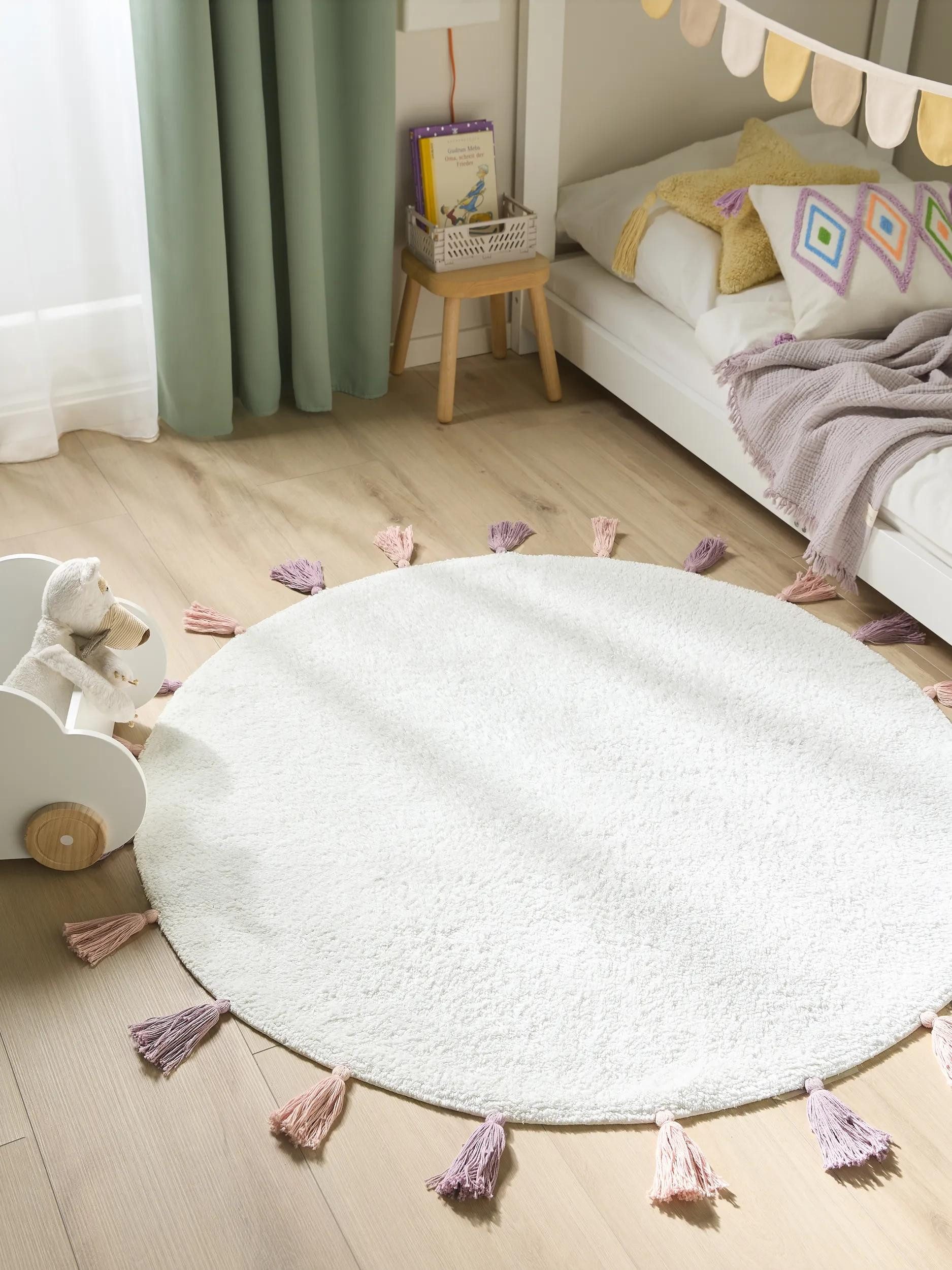 benuta Kinderteppich Malu, rund, Höhe: 6 mm, Kunstfaser, Berber, Ethno-Style, Wohnzimmer