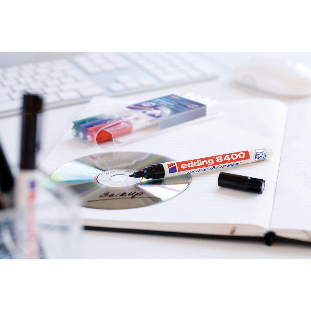 Thumbnail - edding Marker Edding 4-8400-4-2 CD/DVD Marker Schwarz, Grün, Rot, Blau 0.5 mm, 1 mm