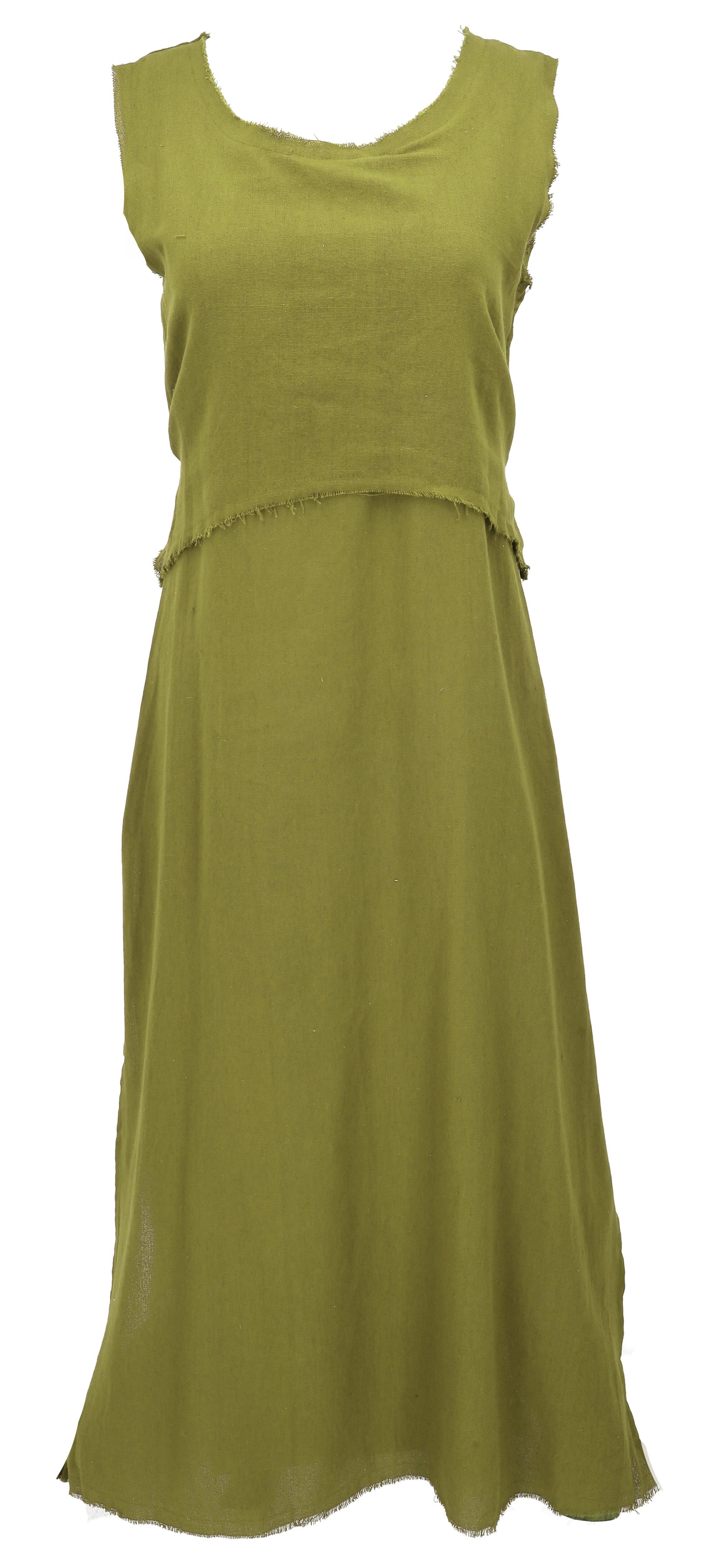 Guru-Shop Midikleid Boho Baumwollkleid, luftiges natürliches.. alternative Bekleidung