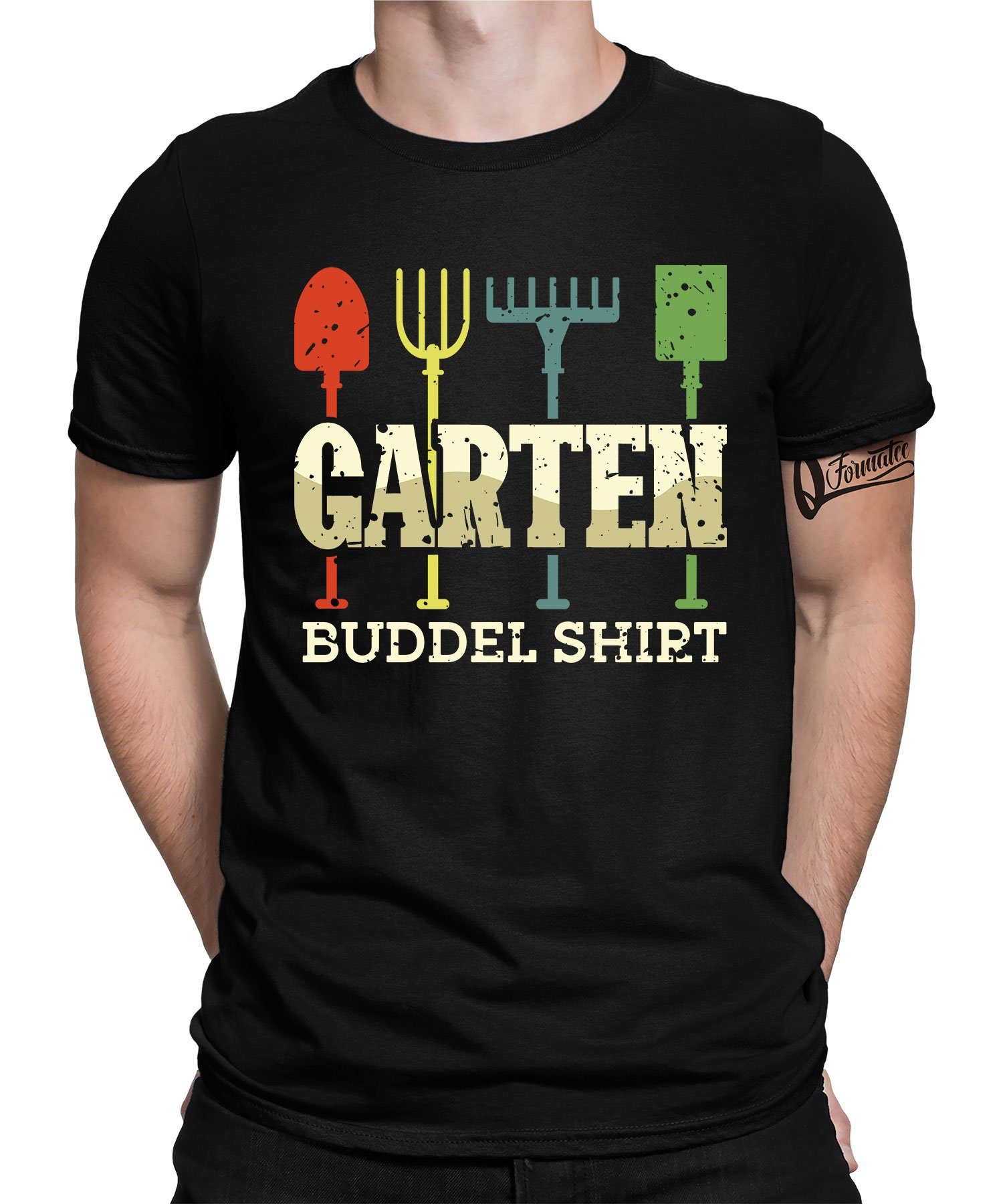 Quattro Formatee Kurzarmshirt Garten Buddel Shirt - Garten Pflanze Gärtner Hobbygärtner Herren T-Shi (1-tlg) Schwarz