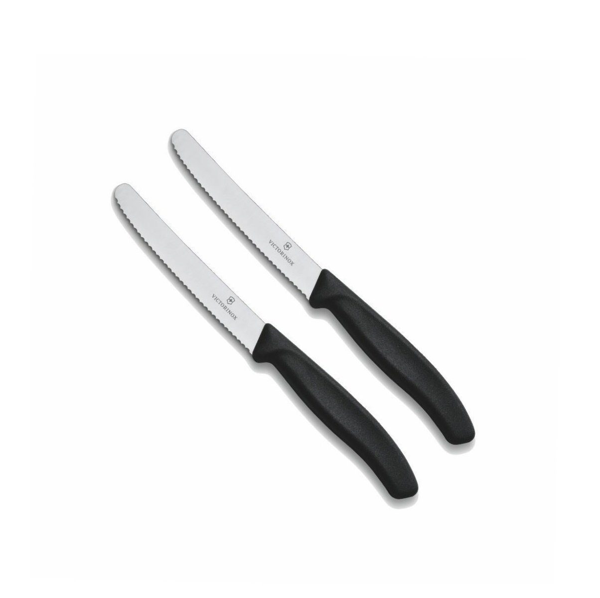 Victorinox Tafelmesser Swiss Classic Tafelmesser 2er Set, 11 cm, Wellenschliff, Edelstahl spülmaschinengeeignet, zeitloses Design in Schwarz