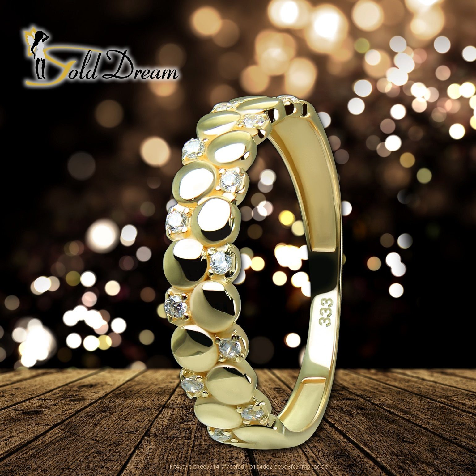 GoldDream Goldring GoldDream Ring Gold Dots (Fingerring), gold, Dots - Karat, Farbe: Ring 8 Gr.56 Gelbgold Zirkonia Damen 333 weiß