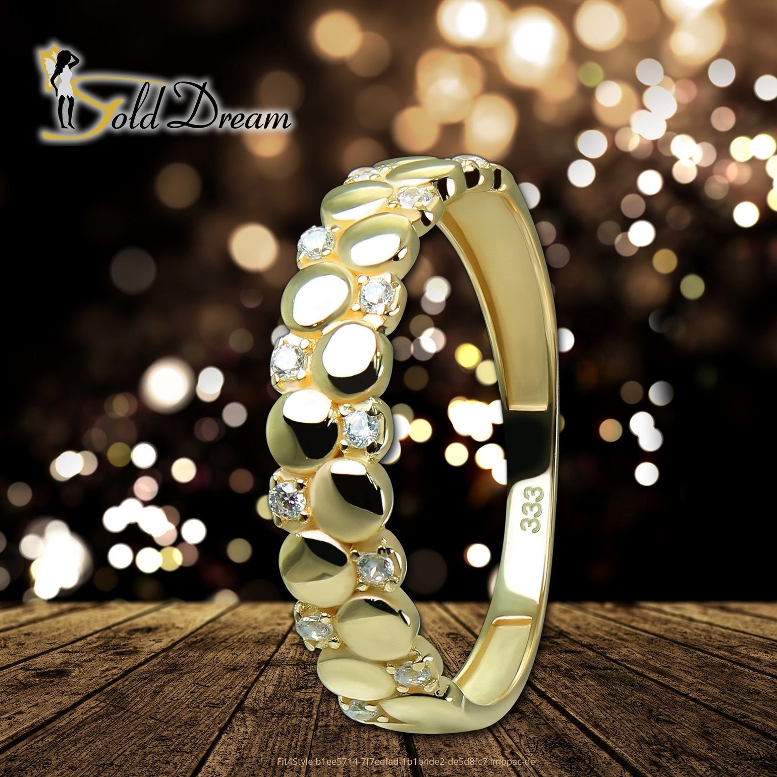 gold, 8 GoldDream - (Fingerring), Gelbgold Ring Ring 333 GoldDream weiß Gold Dots Zirkonia Karat, Goldring Damen Farbe: Gr.56 Dots