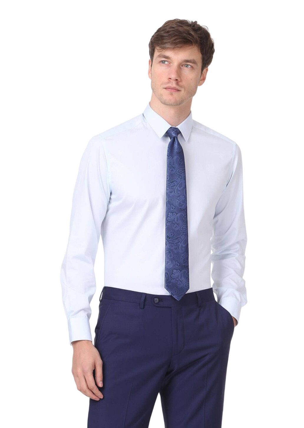 RAMSEY Hemdbluse Helles Blau Klassisches 100% Baumwollhemd