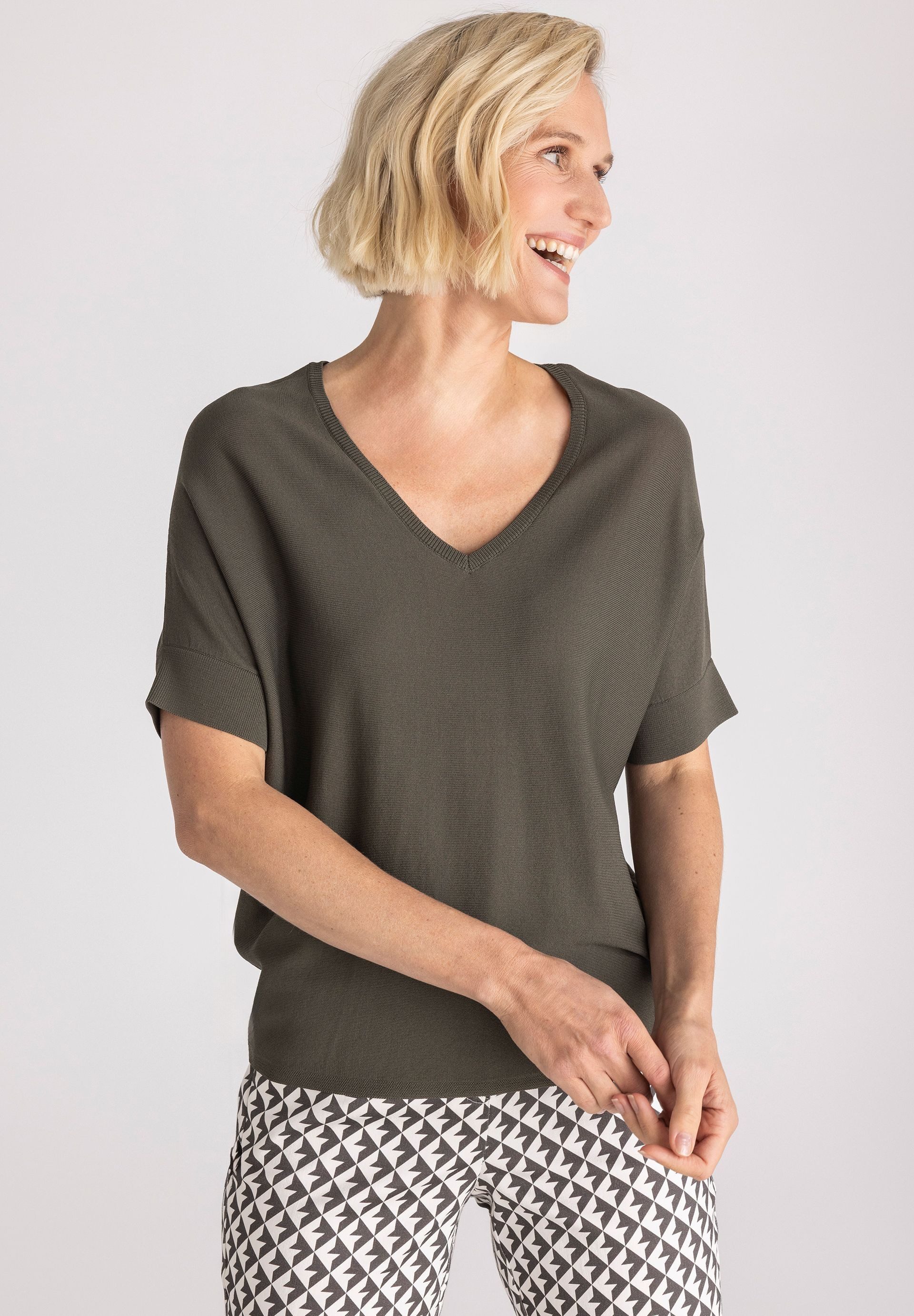 FRANK WALDER Strickpullover mit Umschlag