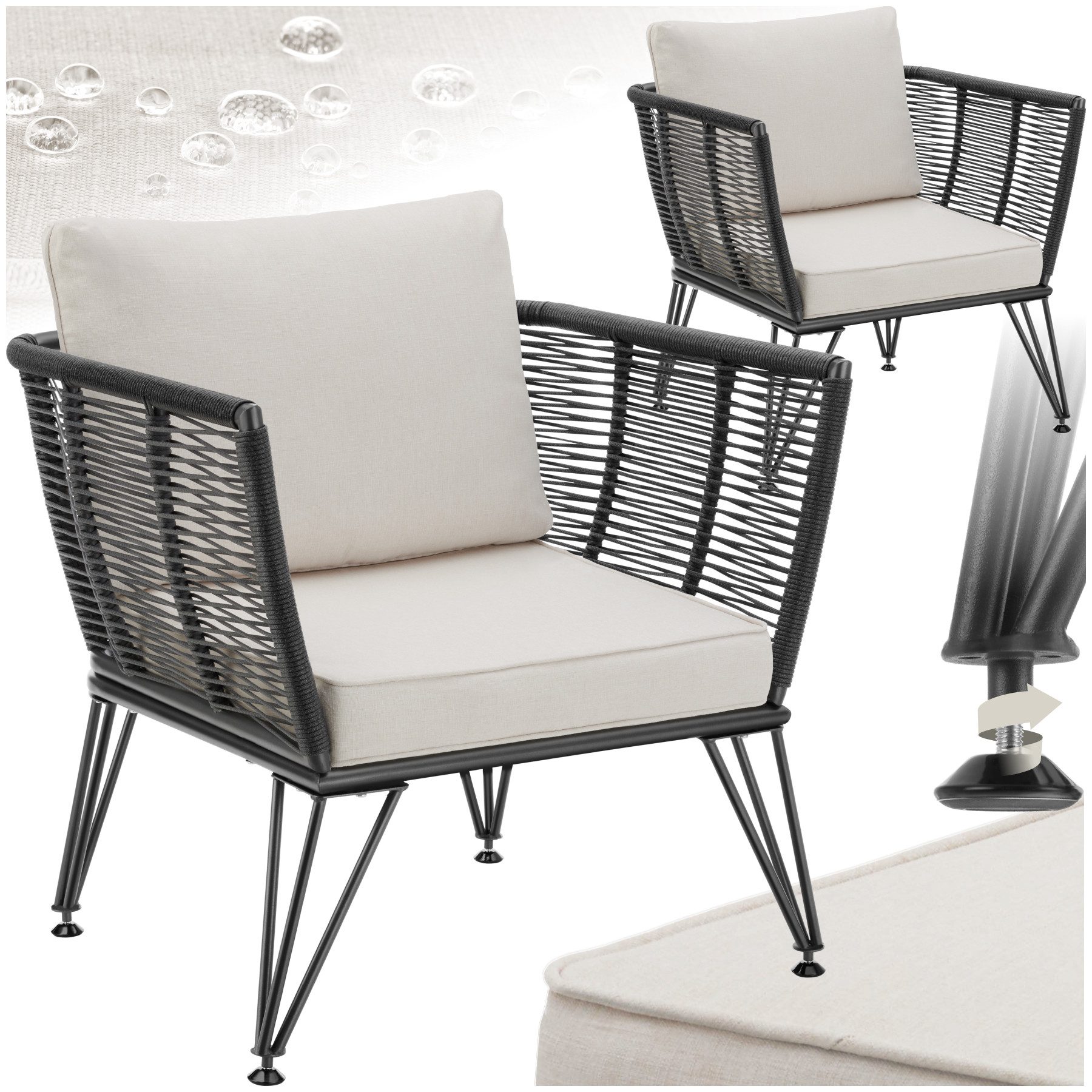 tectake Essgruppe Garten-Loungesessel, (Set., 2-tlg), Solide günstig online kaufen