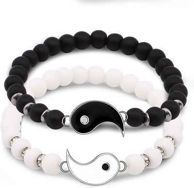 Alster Herz Armband Set Yin Yang Armbänder Set, Unisex Freundschaft Partner Armband, J0447 (Set, 2-tlg., 2-teilig), Geschenkideen Schmuck Damen Herren