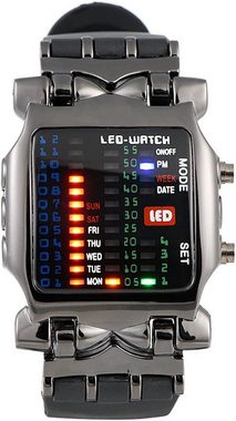 Novzep Mechanische Uhr Armbanduhr mit Binär-Anzeige, LED, elektronisch, Kalender, wasserdicht