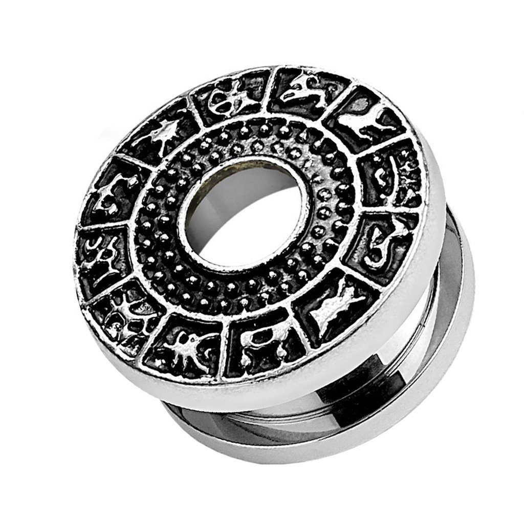 Plug Piercing mit Sternzeichen aus Edelstahl Silber