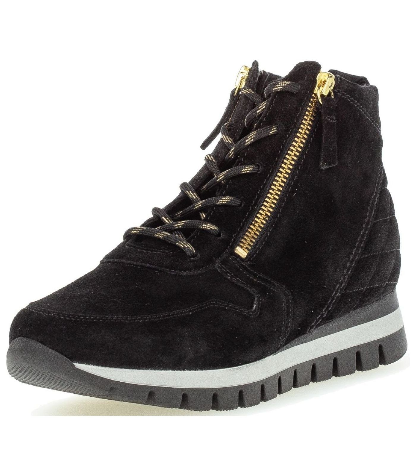 Gabor Sneaker Veloursleder Sneaker Schwarz Gold