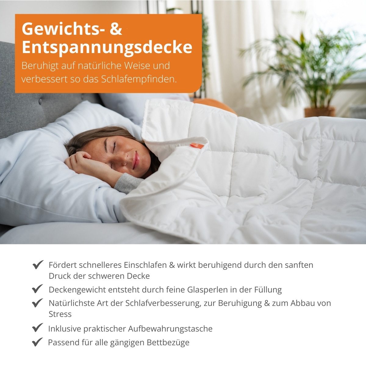 sleepling Gewichtsdecke - Kassettendecke mit Glasperlenfüllung, Füllung: Polyester, Glasperlen, Bezug: Mikrofaser, Therapiedecke gegen Stress und Schlafstörungen