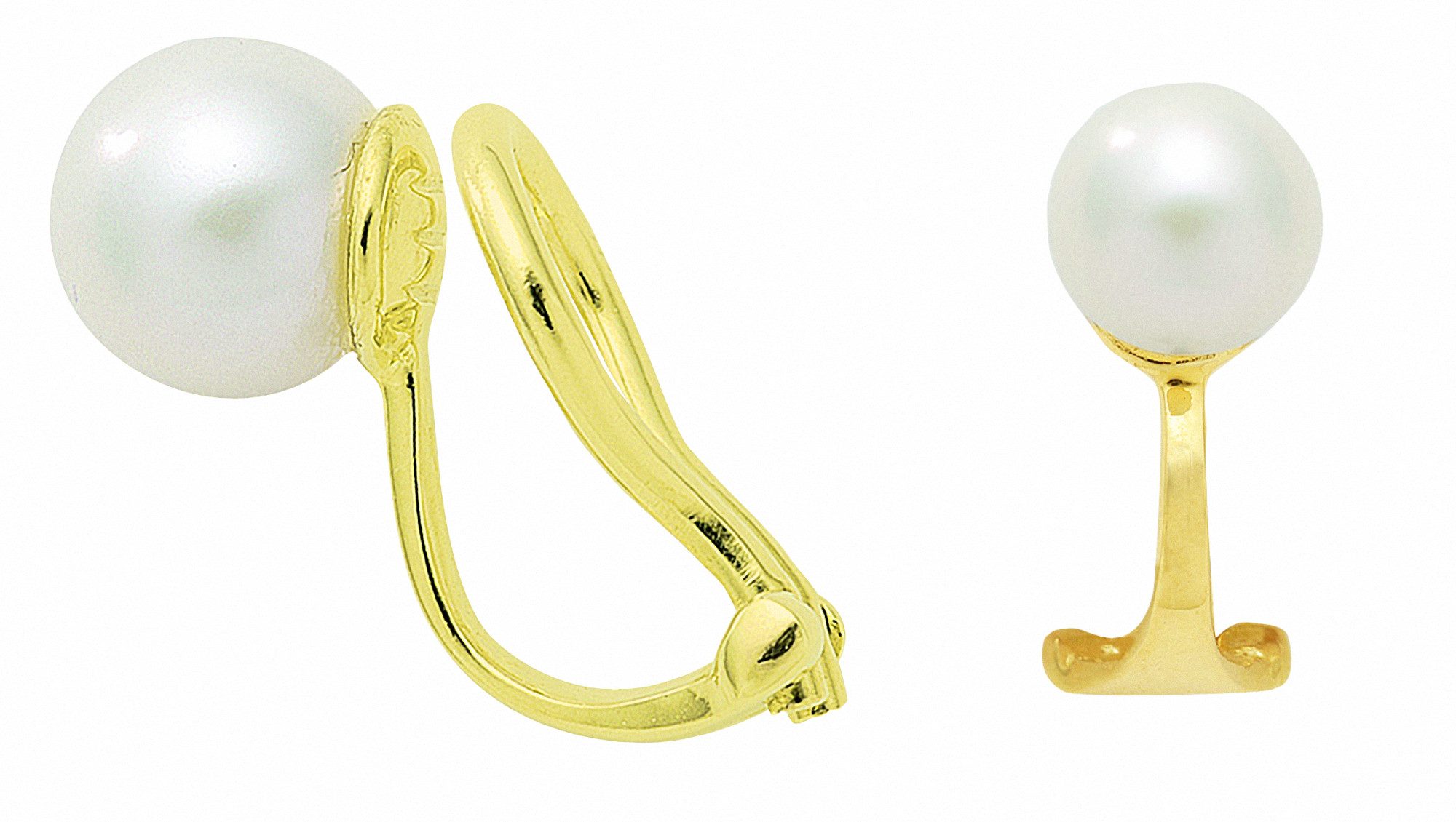 Adelia´s Paar Ohrclips Ohrclips Ohrringe 585 Gold (14K) mit Perle, Goldohrringe