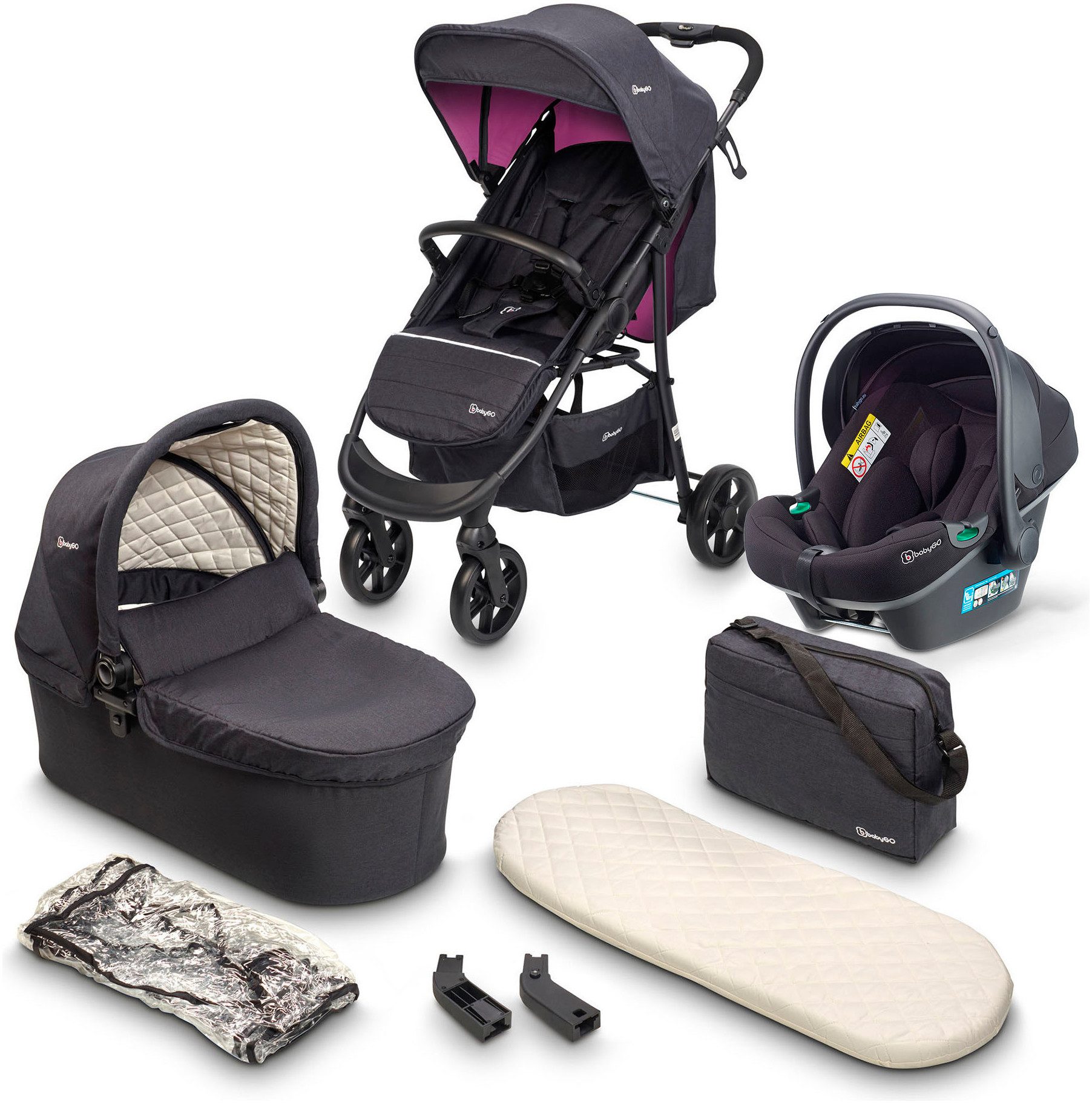Kombi-Kinderwagen Style - 3in1, rosegold/black