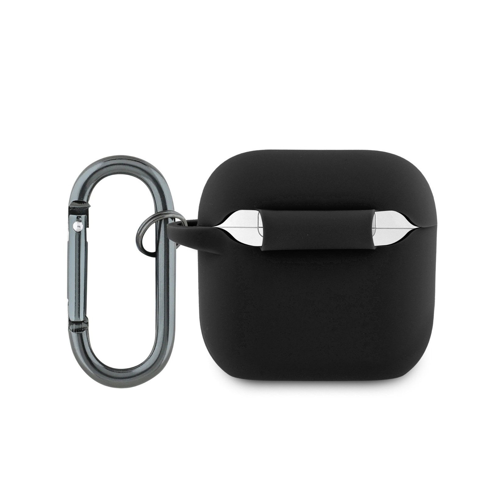 Lacoste Kopfhörer-Schutzhülle Case AirPods 4 Silikon schwarz Logo Krokodil grün mit Karabiner, Karabiner
